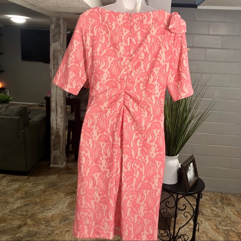 Kay Unger New York Pink Lace Overlay Dress Size 10 - Picture 5 of 7